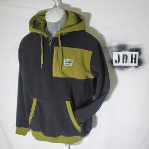 VANS Off The Wall Black and Green Hooded Quarter Zip Fleece Sz Small